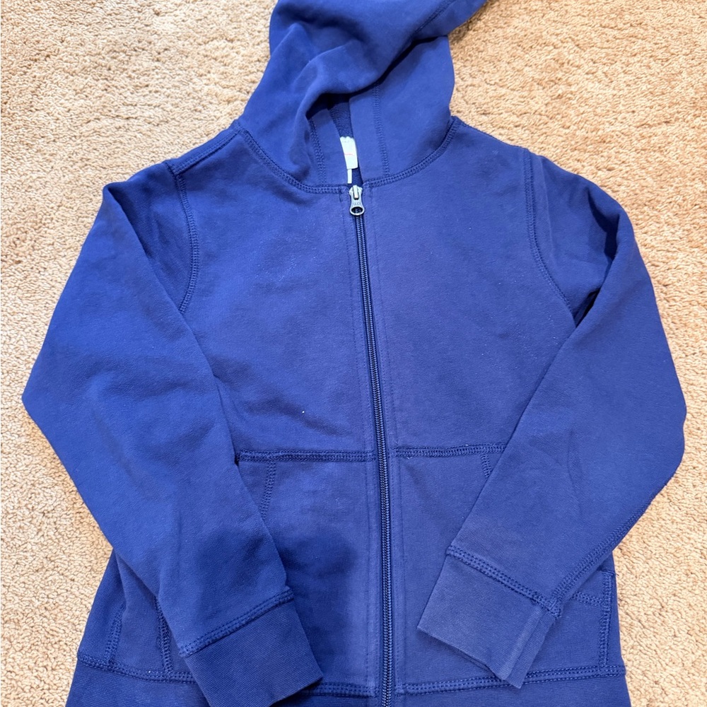 Navy Blue Hooded Zip-Up Sweatshirt